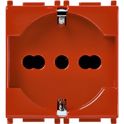 Presa 2P+T 16A universale antibatterica rossa 2 moduli standard italiano