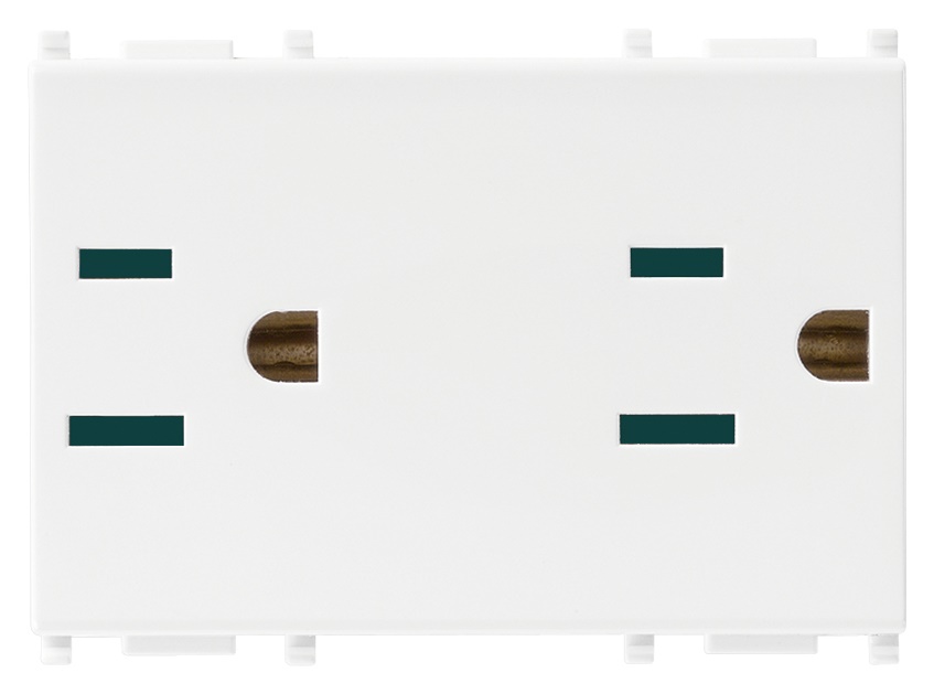 Prese elettriche SICURY 2P+T 15A 127V standard USA Arabia Saudita bianco 3 moduli