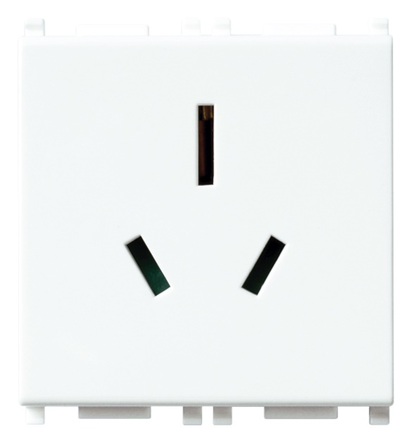 Presa SICURY 2P+T 15A 250V standard Australia bianco 2 moduli