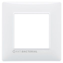 Placca 2 moduli antibatterico bianco tecnopolimero per impianti elettrici