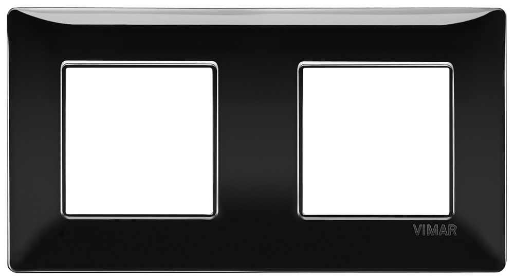 Placca 4 moduli 2+2 interasse 71 mm tecnopolimero nero per installazioni elettriche