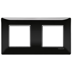 Placca 4 moduli 2+2 interasse 71 mm tecnopolimero nero per installazioni elettriche