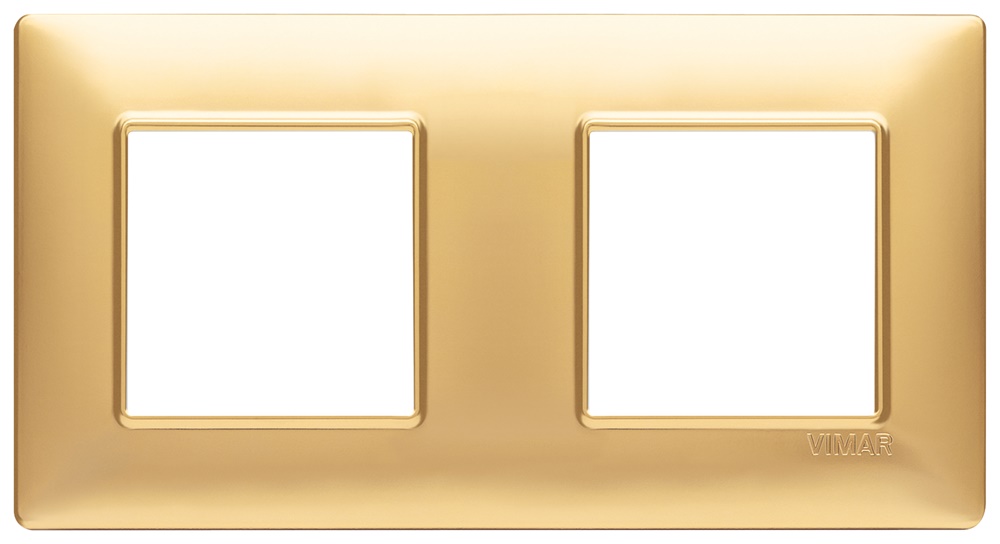 Placca 4 moduli (2+2) interasse 71 mm tecnopolimero oro opaco per installazioni elettriche interne