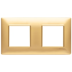 Placca 4 moduli (2+2) interasse 71 mm tecnopolimero oro opaco per installazioni elettriche interne