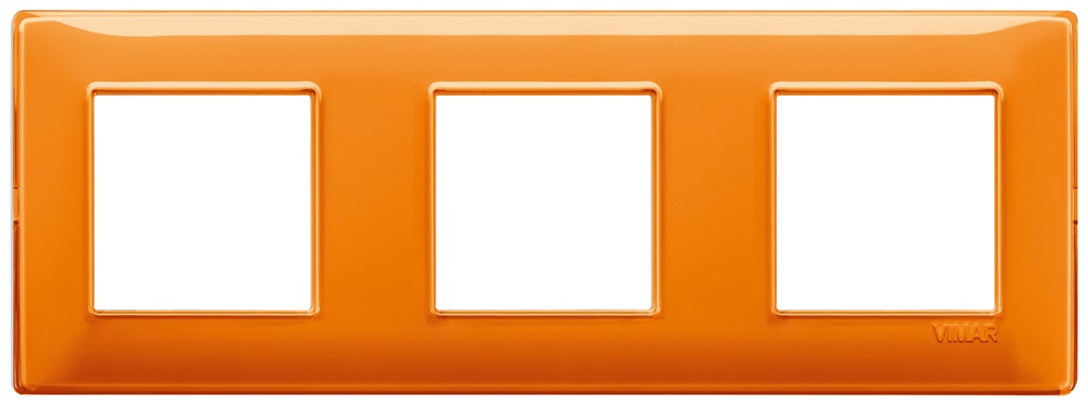 Placca 6 moduli (2+2+2) interasse 71 mm tecnopolimero Reflex arancio per impianti elettrici