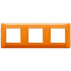 Placca 6 moduli (2+2+2) interasse 71 mm tecnopolimero Reflex arancio per impianti elettrici