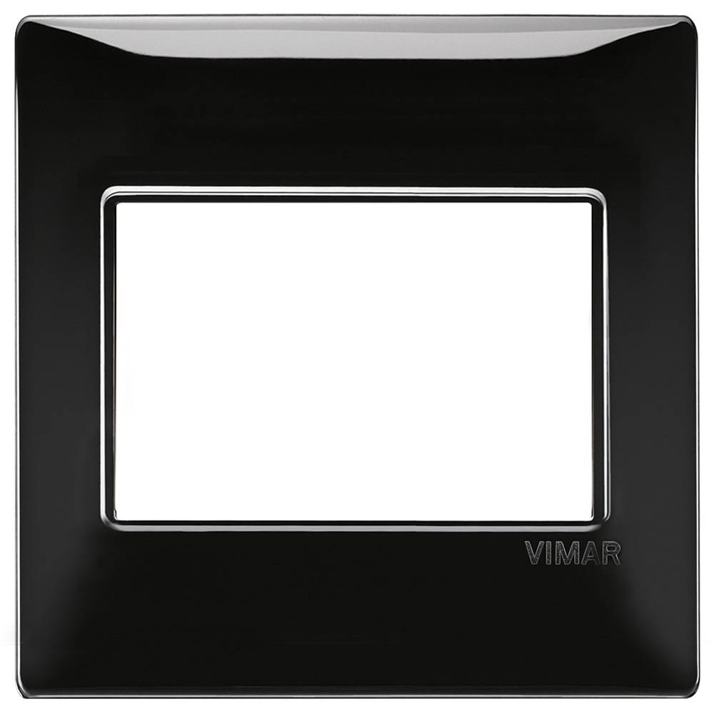 Placca 3 moduli tecnopolimero nero per impianti elettrici standard