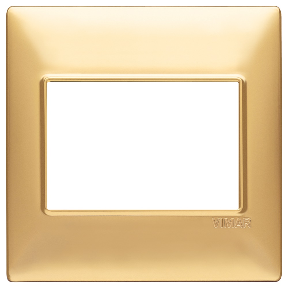 Placca 3 moduli BS tecnopolimero placcato oro opaco per impianti elettrici