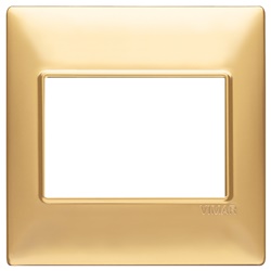 Placca 3 moduli BS tecnopolimero placcato oro opaco per impianti elettrici