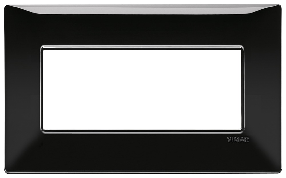 Placca 5 moduli BS in tecnopolimero nero per installazioni elettriche standard