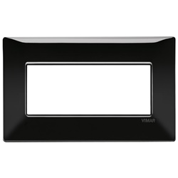 Placca 5 moduli BS in tecnopolimero nero per installazioni elettriche standard