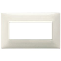 Placca 5 moduli BS tecnopolimero bianco granito per installazioni elettriche