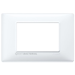 Placca 3 moduli tecnopolimero antibatterico bianco per installazioni elettriche