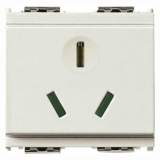 Presa SICURY 2P+T 16A 250V bianco 2 moduli standard cinese