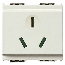 Presa SICURY 2P+T 16A 250V bianco 2 moduli standard cinese