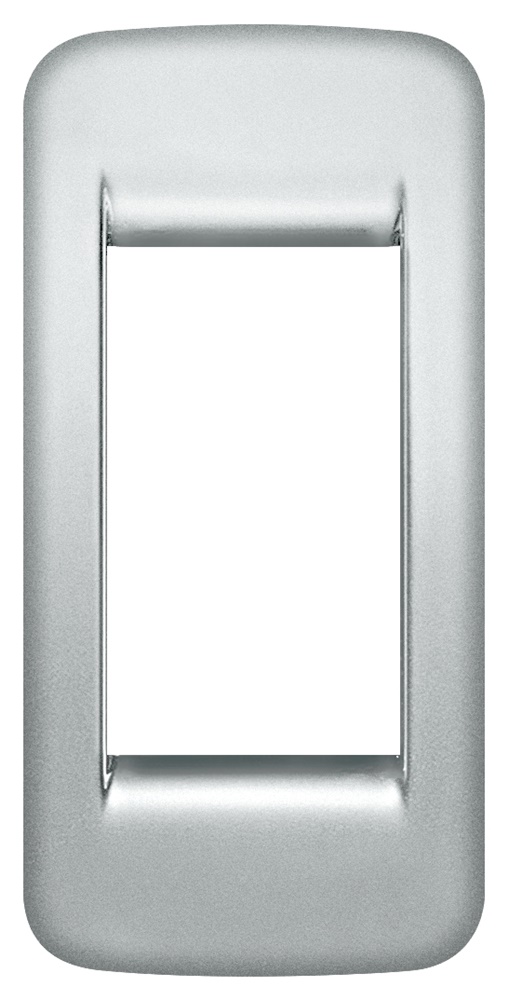 Placca Rondò 1 modulo metallo pressofuso argento metallizzato per pannelli