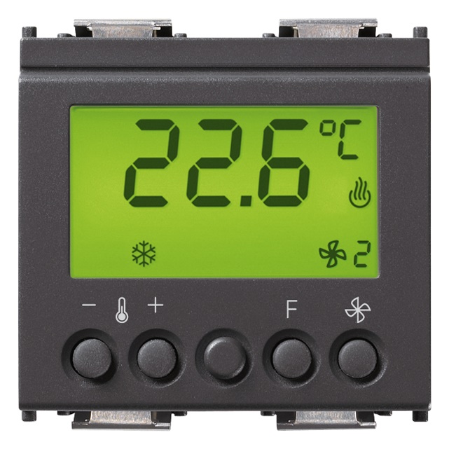 Termostato KNX elettronico 2 zone controllo temperatura riscaldamento condizionamento grigio 2 moduli