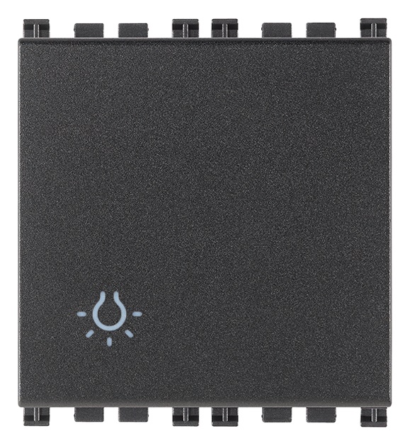 Pulsante 1P NO 10A 250V luce illuminabile tasto sostituibile 2 moduli grigio