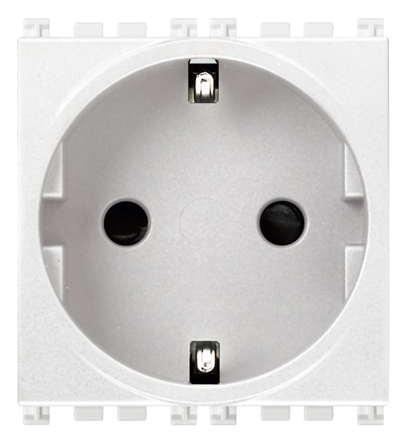 Presa SICURY 2P+T 16A 250V standard tedesco bianco 2 moduli
