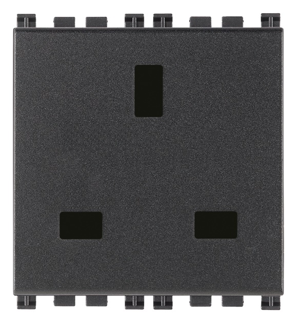 Presa elettrica 2P+T 13A 250V grigio standard inglese 2 moduli