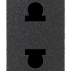 Presa SICURY 2P 16A 250V USA+EU spinotti piatti e ø4,8mm grigio standard euroamericano