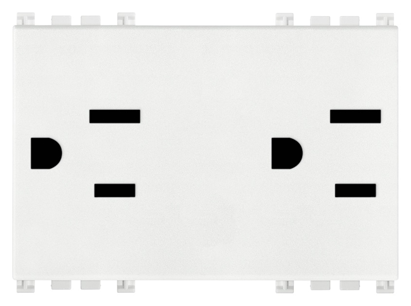 Prese doppie 2P+T 15A 127V standard USA Arabia Saudita bianco 3 moduli
