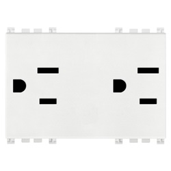 Prese doppie 2P+T 15A 127V standard USA Arabia Saudita bianco 3 moduli