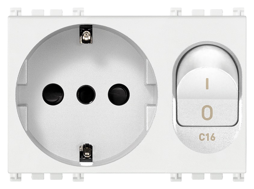 Presa 2P+T 16A P30 intb+MT C16 bianco