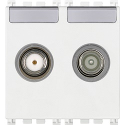 Presa coassiale TV-RD-SAT passante 2 uscite 5-2400 MHz attenuazione 10 dB bianco