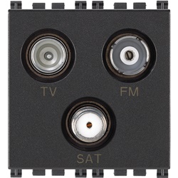 Presa coassiale TV-FM-SAT diretta 3 uscite 5-2400 MHz grigio per impianti TV e satellitari