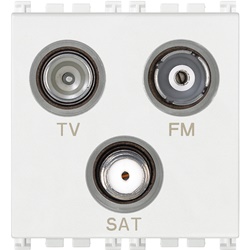 Presa coassiale TV-FM-SAT 3 uscite diretta 5-2400 MHz bianco 2 moduli