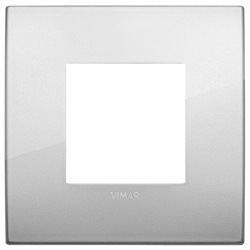Placca Classic 2 moduli metallo argento per impianti elettrici standard