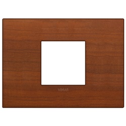 Placca Classic 2 moduli centrali legno naturale ciliegio per impianti elettrici