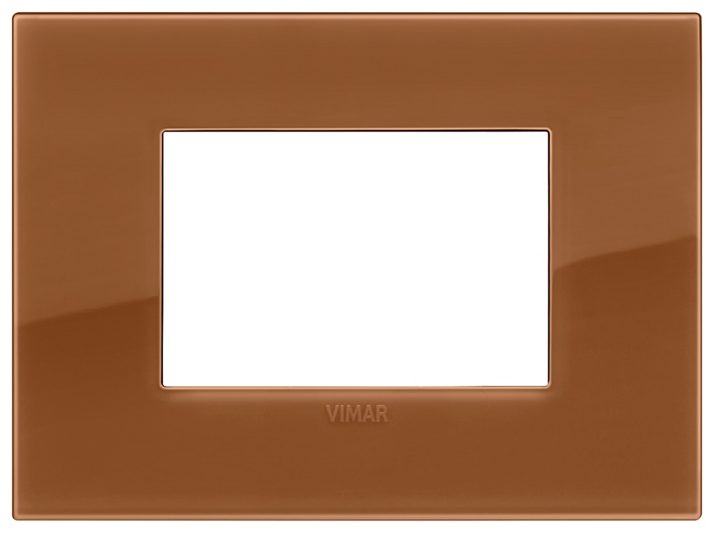 Placca Classic 3 moduli tecnopolimero Reflex caramel per impianti elettrici