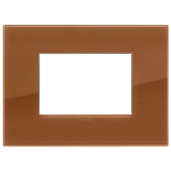 Placca Classic 3 moduli tecnopolimero Reflex caramel per impianti elettrici