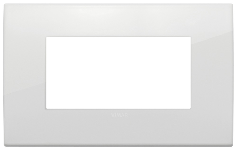 Placca Classic 4 moduli metallo polar total look diaframma bianco per installazioni elettriche