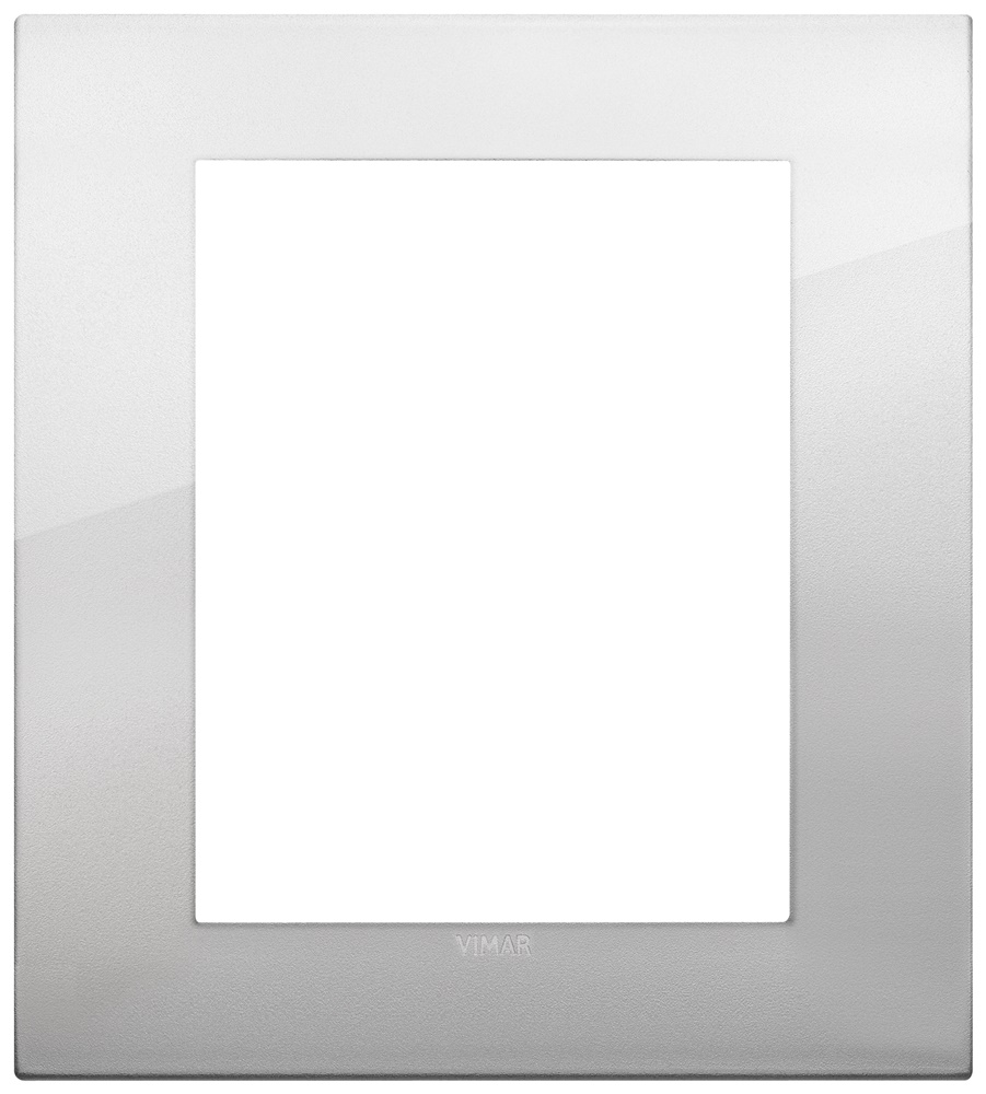 Placca Classic 8 moduli metallo argento per impianti elettrici muro