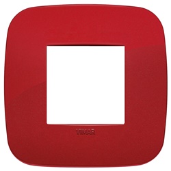 Placca Round 2 moduli tecnopolimero rosso per installazioni elettriche