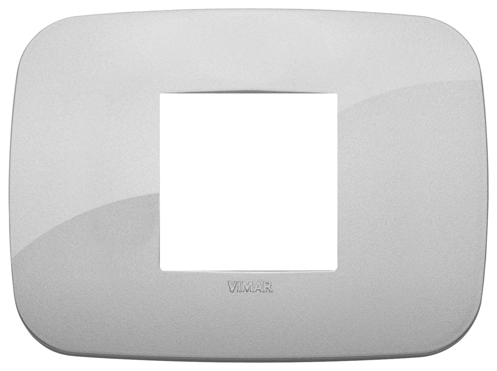 Placca Round 2 moduli centrali tecnopolimero silver per impianti elettrici