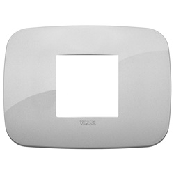 Placca Round 2 moduli centrali tecnopolimero silver per impianti elettrici