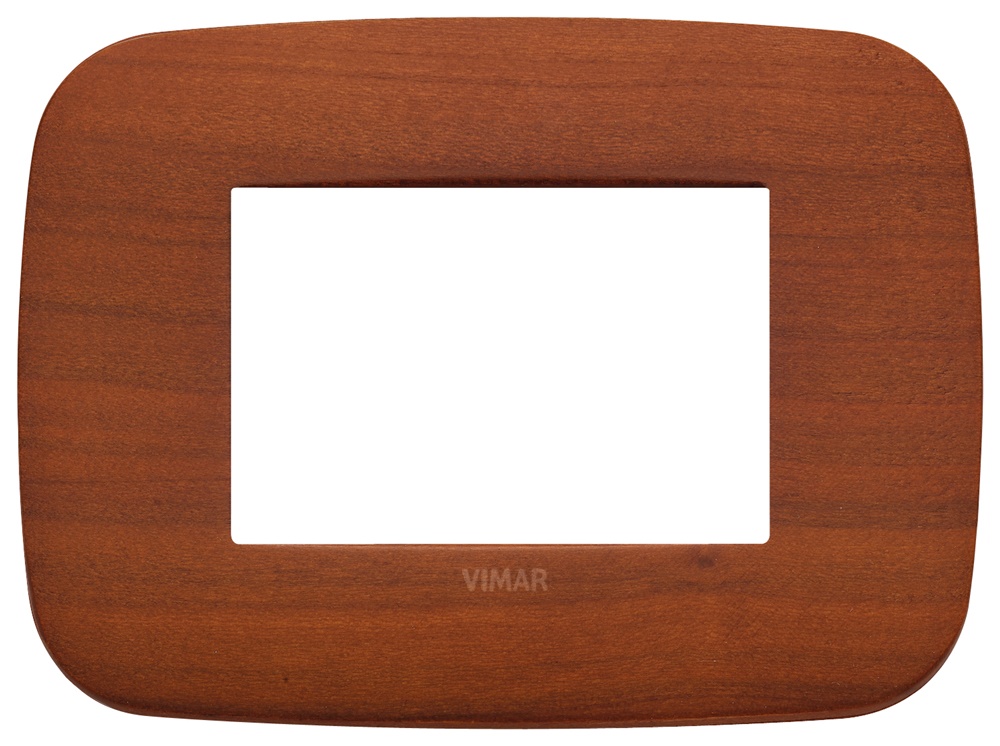 Placca Round 3 moduli legno naturale ciliegio per installazioni elettriche