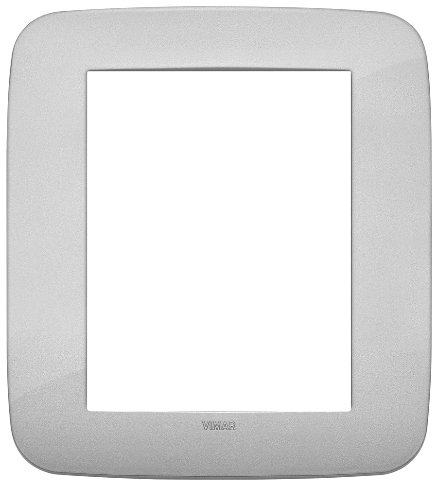 Placca Round 8 moduli tecnopolimero silver per impianti elettrici