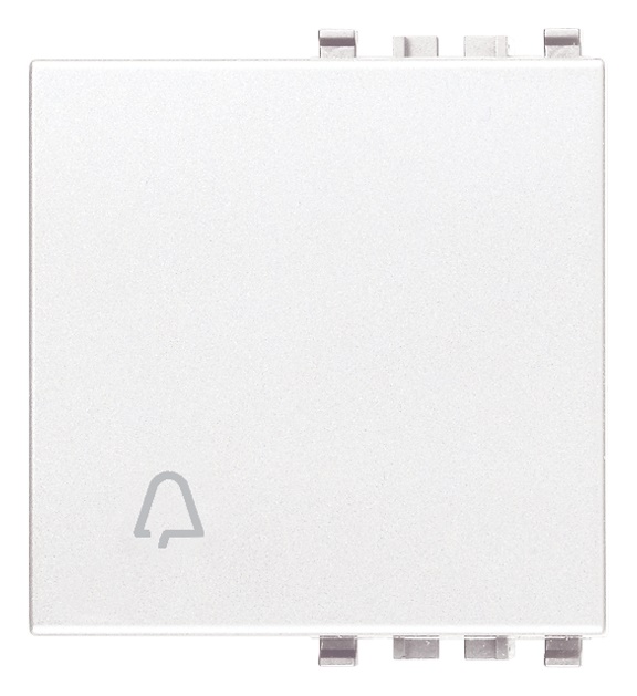 Tasto intercambiabile 2 moduli simbolo campanello illuminabile bianco per impianti elettrici