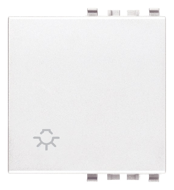 Tasto intercambiabile 2 moduli simbolo luce illuminabile bianco per impianti elettrici