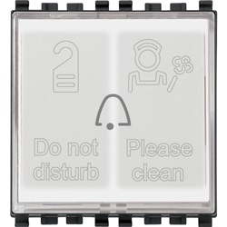 Pulsante 1P NO 10A 250V con 2 spie luminose Do Not Disturb e Please Clean per hotel 2 moduli 230V