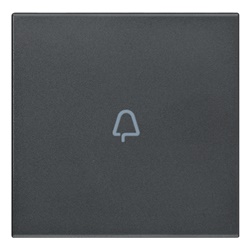 Tasto 2 moduli simbolo campanello assiale illuminabile grigio per comandi elettrici