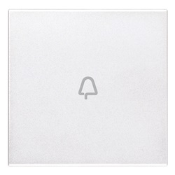 Tasto 2 moduli simbolo campanello assiale illuminabile bianco per comandi elettrici
