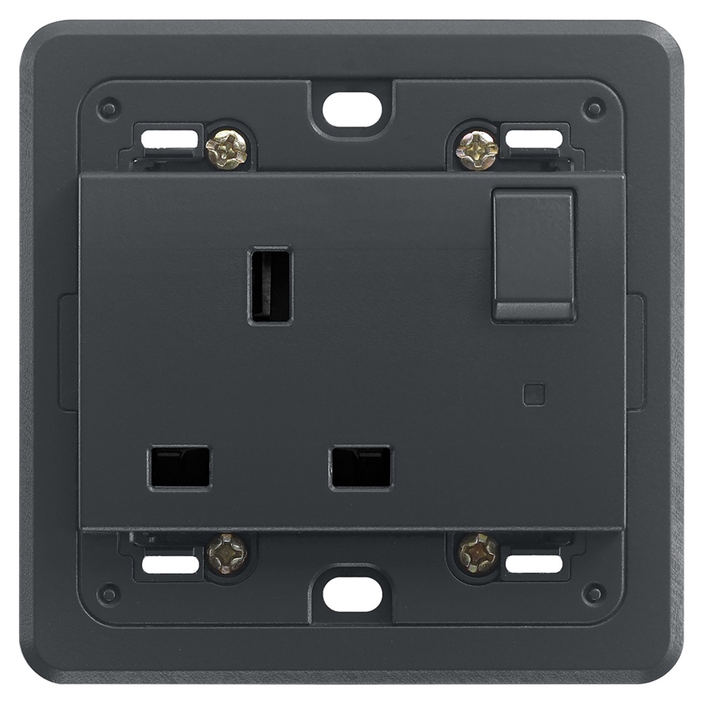 Presa 2P+T 13A inglese interr. grigio
