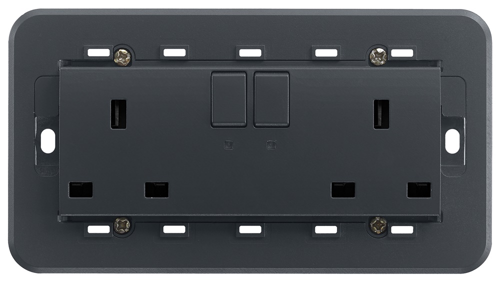 Prese elettriche 2P+T 13A standard inglese con interruttori e spia luminosa grigio