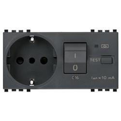 Presa 2P+T 16A P30 interbloccata con magnetotermico differenziale 16A 10mA grigia per uso domestico e industriale